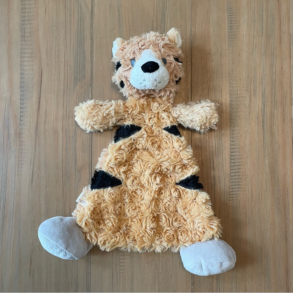 Demdaco Lovey Rattle Tiger Orange Black Baby Toy Security Blanket Soft Safari